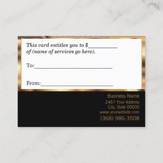 Gold Metal Mesh Cadeaubon Kortingskaartje (Achterkant)
