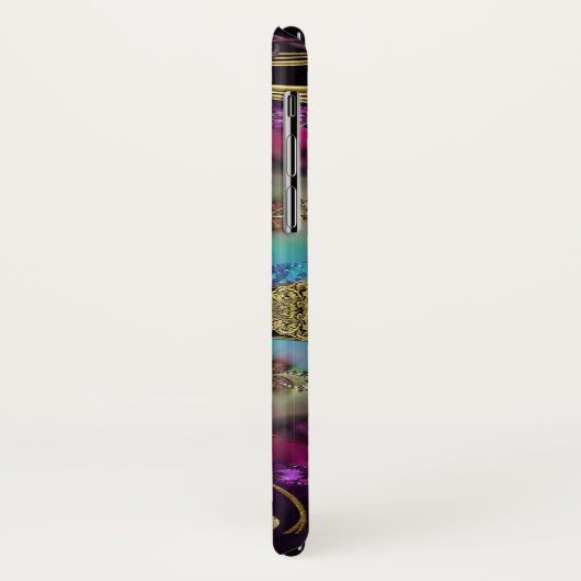 Gold Metal OM-Symbool op Fractal Tapestry Case-Mate iPhone Case (Achterkant/links)