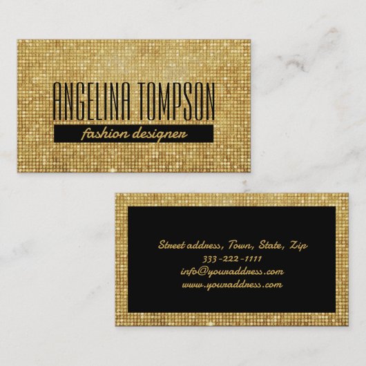 Gold Metal Pattern Mode Blogger Design Expert Visitekaartje (Voorkant / Achterkant)