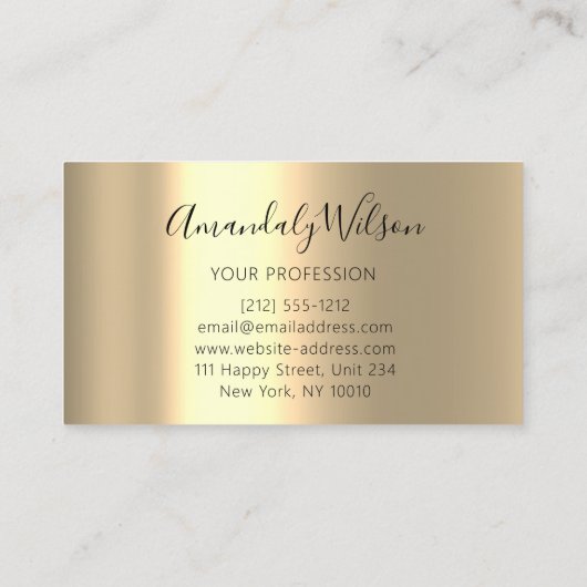 Gold Metal Professional Minimalism Geometry Visitekaartje (Achterkant)