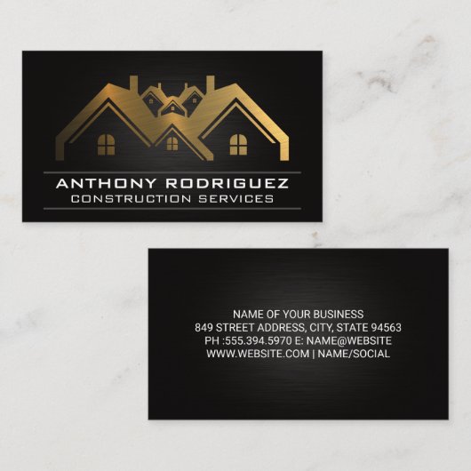 Gold Metal Property Houses Visitekaartje (Voorkant / Achterkant)