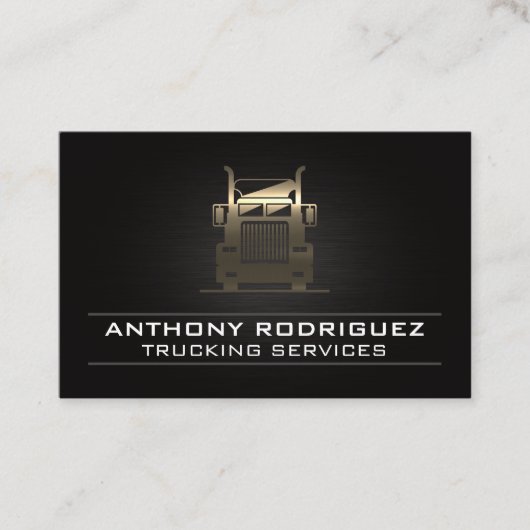 Gold Metal Semi Truck | Stuurprogramma | Logistiek Visitekaartje (Voorkant)