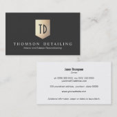 Gold Metal Shield Logo Monogram Auto Body Repair Visitekaartje (Voorkant / Achterkant)