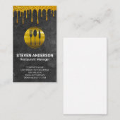 Gold Metal Silverware | Slate Gold Drip Visitekaartje (Voorkant / Achterkant)