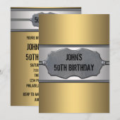 Gold Metal staat voor 50th Birthday Party Kaart (Voorkant / Achterkant)