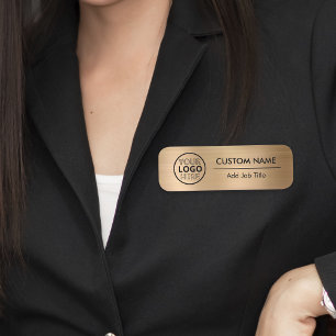 Gold Metal Style Business Logo Personeelsnaam Tag