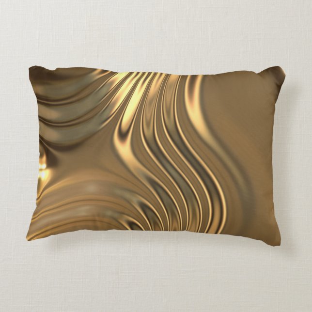 Gold Metal Swirling Design Accent Kussen (Achterkant)