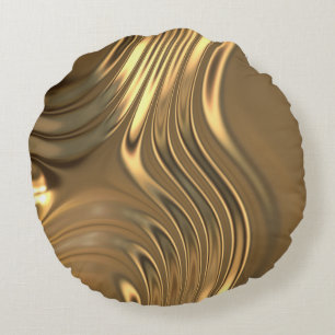 Gold Metal Swirling Design Rond Kussen