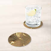 Gold Metal Swirling Design Ronde Kartonnen Onderzetter (Insitu)