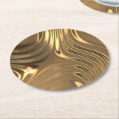 Gold Metal Swirling Design Ronde Kartonnen Onderzetter (Gebogen)