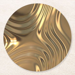 Gold Metal Swirling Design Ronde Kartonnen Onderzetter