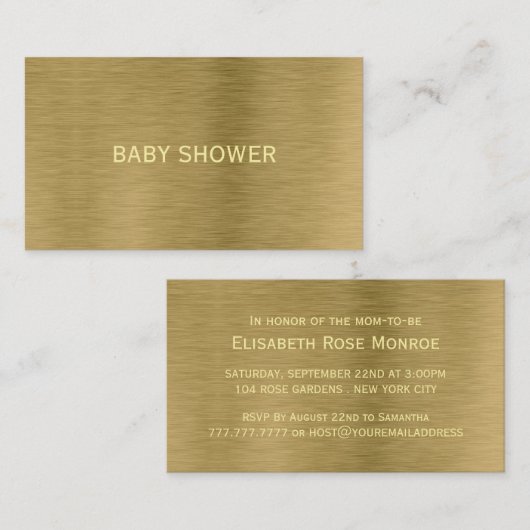 Gold Metal Texture, Baby shower Ticket Invitation (Voorkant / Achterkant)