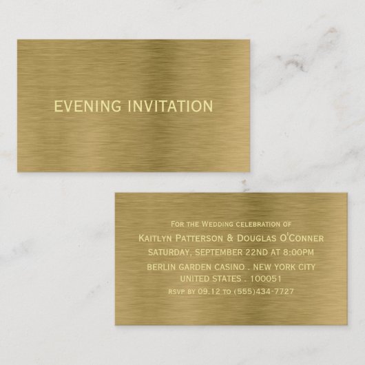 Gold Metal Texture Evening Event Ticket Invitation (Voorkant / Achterkant)