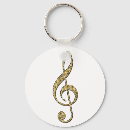 Gold Metal Treble Clef Sleutelhanger (Voorkant)