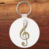 Gold Metal Treble Clef Sleutelhanger (Voorkant)