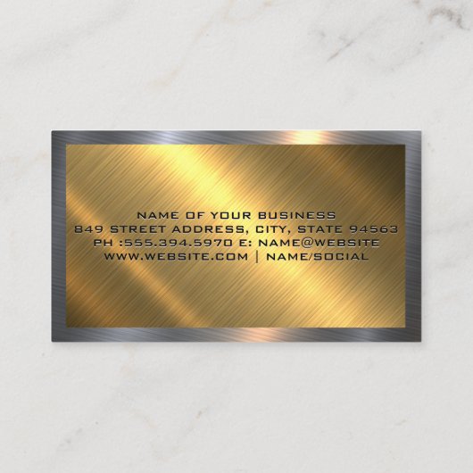 Gold Metal Truck Logo | Zwart hoogglanzend Visitekaartje (Achterkant)