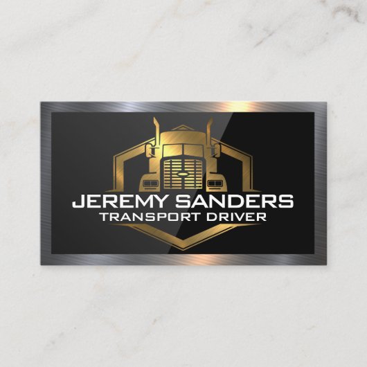 Gold Metal Truck Logo | Zwart hoogglanzend Visitekaartje (Voorkant)