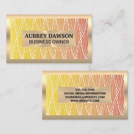 Gold Metal | Weaved Pattern Lines Visitekaartje (Voorkant / Achterkant)