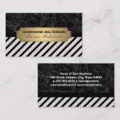 Gold Metal | Zwarte marmer en Stripes Visitekaartje (Voorkant / Achterkant)