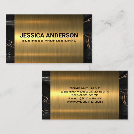 Gold Metal | Zwarte marmer Visitekaartje (Voorkant / Achterkant)