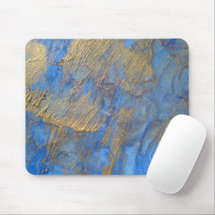 Gold Metallic Abstract op blauw Muismat