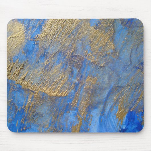 Gold Metallic Abstract op blauw Muismat (Voorkant)
