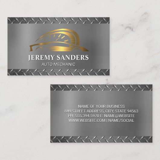 Gold Metallic Auto Logo | Achtergrond staal Visitekaartje (Voorkant / Achterkant)