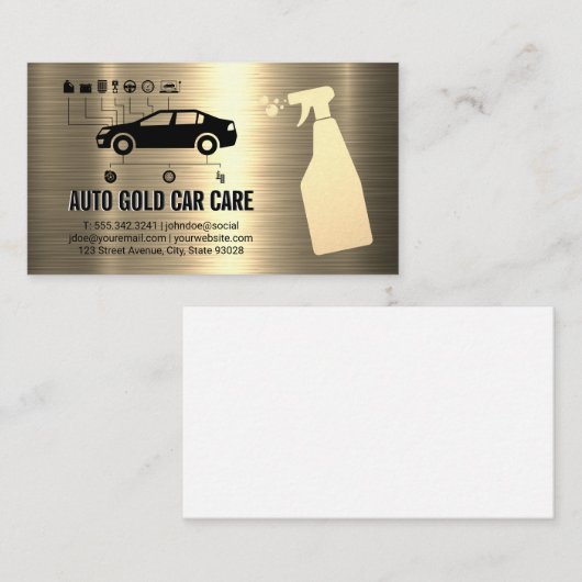 Gold Metallic | Auto-service | Reparatie reinigen Visitekaartje (Voorkant / Achterkant)