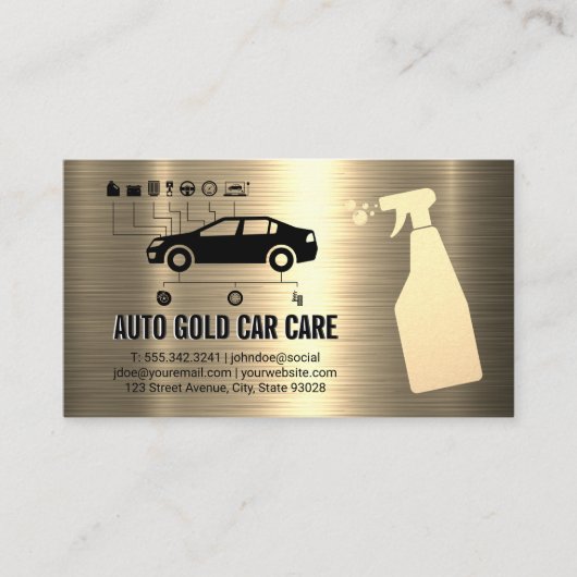 Gold Metallic | Auto-service | Reparatie reinigen Visitekaartje (Voorkant)