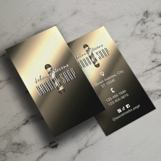 Gold metallic barber shop pole barbershop visitekaartje