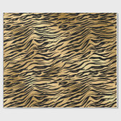 Gold Metallic Black Tiger Animal Skin Elegant Glam Cadeaupapier (Vlak)