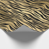 Gold Metallic Black Tiger Animal Skin Elegant Glam Cadeaupapier (Hoek)