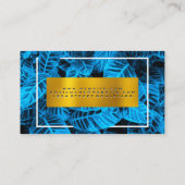 Gold Metallic | Blauwe tropische bladeren Visitekaartje (Achterkant)