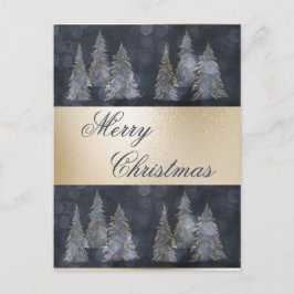 Gold Metallic Blue Elegant Pine Merry kerst H Feestdagenkaart