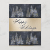 Gold Metallic Blue Elegant Pine Merry kerst H Feestdagenkaart (Voorkant)