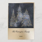 Gold Metallic Blue Elegant Pine Merry Kerstry Feestdagenkaart (Achterkant)