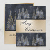 Gold Metallic Blue Elegant Pine Merry Kerstry Feestdagenkaart (Voorkant / Achterkant)