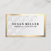 Gold Metallic Border | Geometrisch wit Visitekaartje (Voorkant)