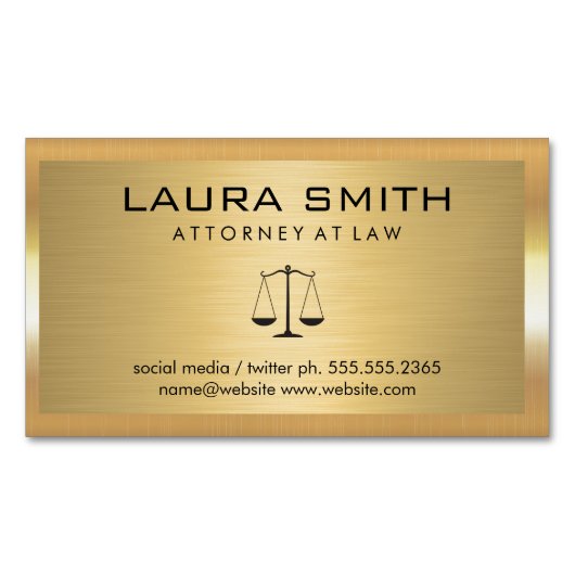 Gold Metallic Border | Goud metaal geborsteld Magnetisch Visitekaartje (Voorkant)