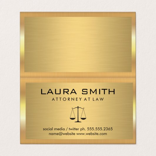 Gold Metallic Border | Goud metaal geborsteld Visitekaartje (Buitenkant ongevouwen)