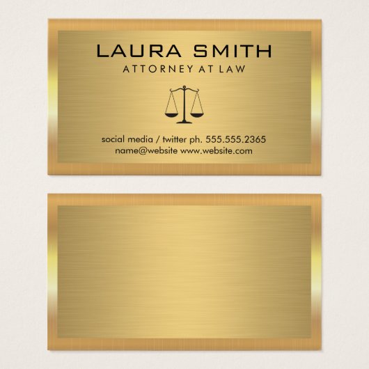 Gold Metallic Border | Goud metaal geborsteld Visitekaartje (Voorkant /achterkant)