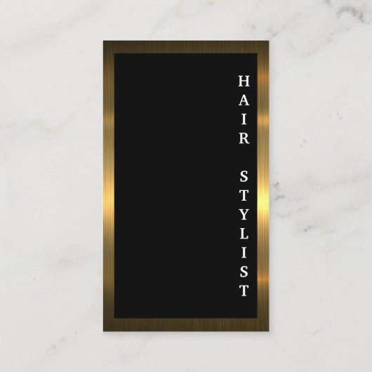 Gold Metallic Border | Zwarte achtergrond Visitekaartje (Achterkant)