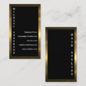 Gold Metallic Border | Zwarte achtergrond Visitekaartje (Voorkant / Achterkant)