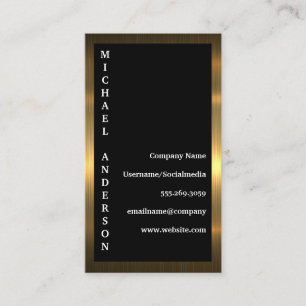Gold Metallic Border Zwarte achtergrond Visitekaartje