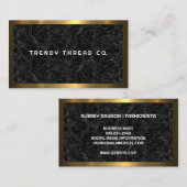 Gold Metallic Border | Zwarte marmer Visitekaartje (Voorkant / Achterkant)