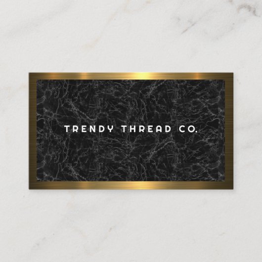 Gold Metallic Border | Zwarte marmer Visitekaartje (Voorkant)