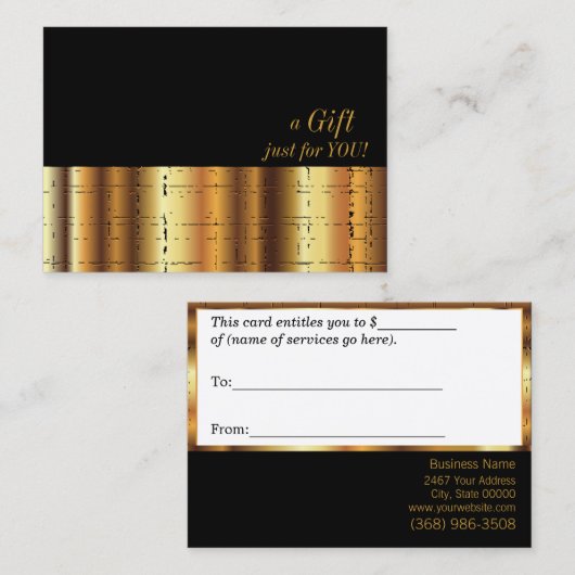 Gold Metallic Cadeft Certificate Kortingskaartje (Voorkant / Achterkant)