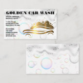 Gold Metallic Car Wash Logo | Schuim met zeep-bubb Visitekaartje (Voorkant / Achterkant)