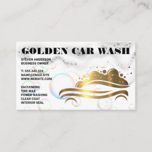 Gold Metallic Car Wash Logo   Schuim met zeep-bubb Visitekaartje