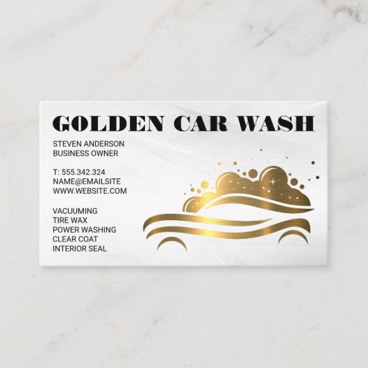 Gold Metallic Car Wash Logo Visitekaartje (Voorkant)